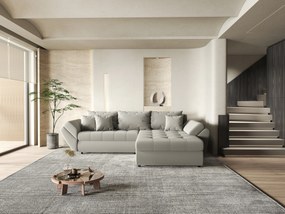 Colțar extensibil dumonde cu ladă de depozitare si sezut confortabil din spuma high-density, Loana Royal Grey II 270x185 cm