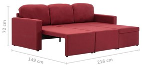 Canapea modulara extensibila cu 3 locuri, rosu vin, textil Bordo