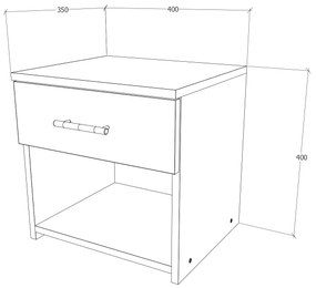 Noptiera haaus Leco, 1 Sertar, Alb/Ulm 40 x 35 x 40 cm