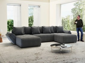 Colțar extensibil dumonde cu ladă de depozitare si sezut confortabil din spuma high-density, Berlin U Ambience Grey 380x180 cm