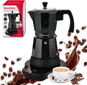 Aparat electric de cafea cubanez Klausberg KB 7998, 500 W, 6 cesti, Element de incalzire incorporat, Supapă de siguranta, Negru