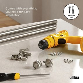 Galerie de perdea argintie extensibilă din oțel 168 - 305 cm Cleo – Umbra