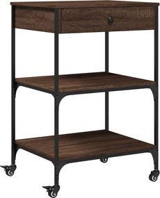 vidaXL Cărucior de bucătărie, stejar maro 60x48x89,5 cm lemn prelucrat