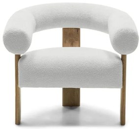 Fotoliu design alb KOKEI, stejar