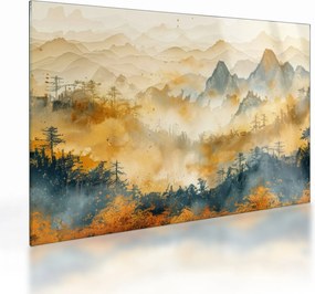 Tablou pe sticlă - Munți, acuarelă (70x50 cm)
