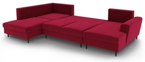 Colțar roșu extensibil, cu spațiu de depozitare cu tapițerie din catifea (cu colț pe partea stângă-în formă de "U") Kyoto – Cosmopolitan Design