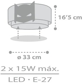 Plafonieră pentru copii Dalber 61806 DARK HERO 2xE27/15W/230V