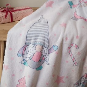 Pătură roz din micropluș/cocolino 130x170 cm cu model de Crăciun Festive Gnomes – Catherine Lansfield