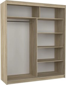 Dulap cu usi glisante si oglinda + iluminare LED, Arizona 180 + LED, 180 cmx200 cmx58 cm, ADRK Furniture (Culoare: Trufă)