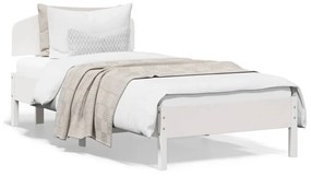 3207222 vidaXL Cadru de pat cu tăblie, alb, 90x200 cm, lemn masiv de pin