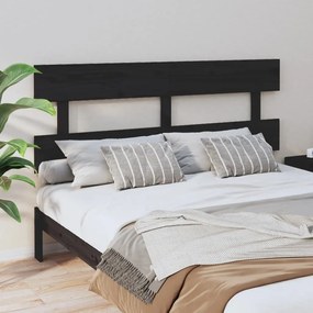 819079 vidaXL Tăblie de pat, negru, 154x3x81 cm, lemn masiv de pin