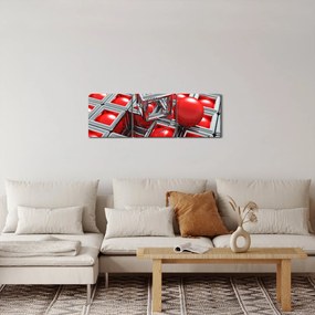 Tablou - Abstract metalic 3D (cu ceas) (90x30 cm)