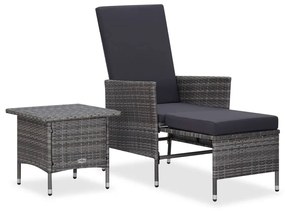 310233 vidaXL Set mobilier de grădină cu perne, 2 piese, gri, poliratan