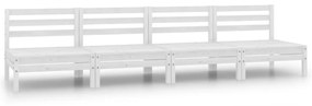 Canapele de mijloc pentru gradina, 4 buc., alb, lemn masiv pin Alb, Canapea de mijloc (4 buc.), 1