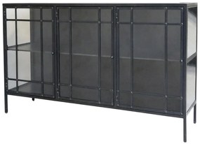 Consola neagra din metal si sticla, aspect vintage