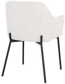 Scaun de sufragerie alb cu cotiere tapițat Melilla – House Nordic