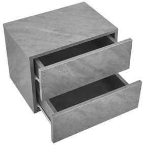 Noptiera 40x29x30 cm cu 2 sertare, aspect beton