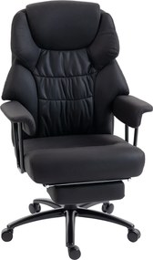 HOMCOM Scaun de birou cu masaj 3D de frământare și suport pentru picioare, scaun de computer reglabil cu spătar înalt, tapițerie Leathaire, Negru | Aosom Romania