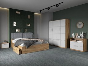 Set dormitor complet Alb/Stejar Adapto C05