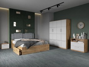Set mobila dormitor complet Alb/Stejar Adapto C05