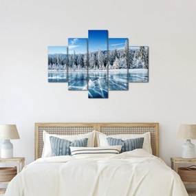 Tablou cu lacul înghețat și copacii înzăpeziți (150x105 cm)