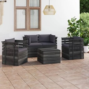 3061815 vidaXL Set mobilier grădină paleți cu perne 5 piese lemn masiv pin