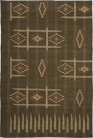 Covor din bumbac țesut manual cu model geometric, 120×180 cm, „Kaki Kilim"