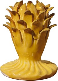 Suport lumanare galben din ceramica H14.5cm Artichoke