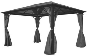 vidaXL Pavilion cu perdea, antracit, 400 x 300 cm, aluminiu