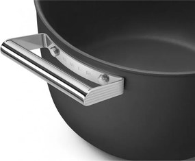 Oala cu capac SMEG CKFC2611BLM, 7,7 l, Ø26 cm, Acoperire cu teflon, Pana la 250°C, Inductie, Negru