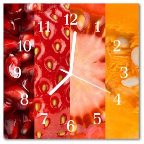 Ceas de perete din sticla pătrat Fructe fructe roșii