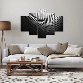 Tablou abstract - spirală alb neagră (150x105 cm)