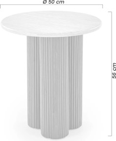 Măsuță de cafea rotundă Massia Mini 50 cm pentru living - travertin / nuc