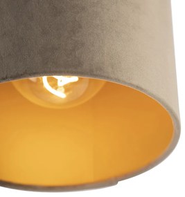 Lampă de tavan cu nuanță de velur taupe cu aur 20 cm - negru Combi