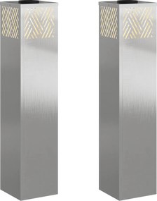 vidaXL Lumină LED Solară pentru Alei 2 pcs Argintiu Oţel inoxidabil