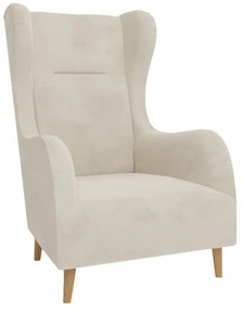 Fotoliu wing crem cu tapițerie din catifea Carole – Ropez
