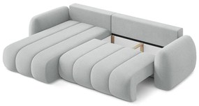 Colțar gri deschis extensibil/cu spațiu de depozitare cu tapițerie din țesătură bouclé (cu colț pe partea stângă/cu șezlong) Pele – Makamii