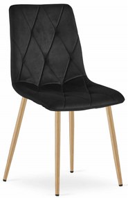 Scaun Bucatarie/Dining Fido Picioare Finisaj Lemn, Catifea Negru