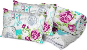 Set Alcam, Rose, 2 perne microfibra 50x70 cm si pilota matlasata 180x200 cm