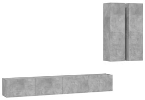 3079107 vidaXL Set de dulapuri TV, 4 piese, gri beton, lemn prelucrat