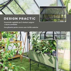 Outsunny Sera Walk-In Aluminiu &amp; Policarbonat – Ventilatie si Jgheab | Aosom Romania