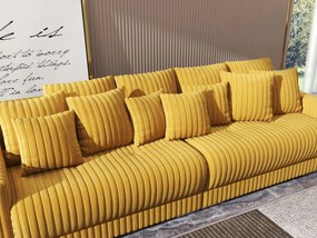 Canapea extensibilă dumonde cu 2 lăzi de depozitare si sezut confortabil din spuma high-density, Verona Ambiance Mustar 310x100 cm