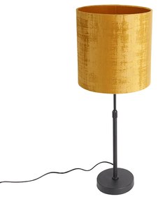 Lampă de masă cu abajur din catifea neagră auriu 25 cm reglabilă - Parte