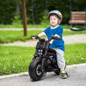 HOMCOM Motocicletă Electrică pentru Copii 3-5 Ani cu Roți de Antrenament, Baterie Reîncărcabilă, Design Sportiv, Negru | Aosom Romania