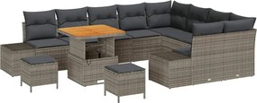 vidaXL Set de canapele pentru grădină cu pernă 12 pcs Gri Rattan poli