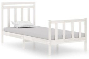 Cadru de pat Small Single 2FT6, alb, 75x190 cm, lemn masiv Alb, 75 x 190 cm