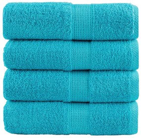vidaXL Prosoape de baie premium SOLUND, 4 buc., turcoaz, 30x30 cm, 600 g/m²
