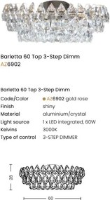 Lustra tavan metal auriu si cristale sticla BARLETTA 60