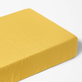 Goldea cearceaf de pat 100% bumbac cu elastic - galben-miere 80 x 200 cm
