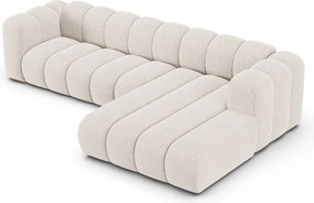 Colțar crem cu tapițerie din chenille (cu colț pe partea dreaptă/cu șezlong) Lupine – Micadoni